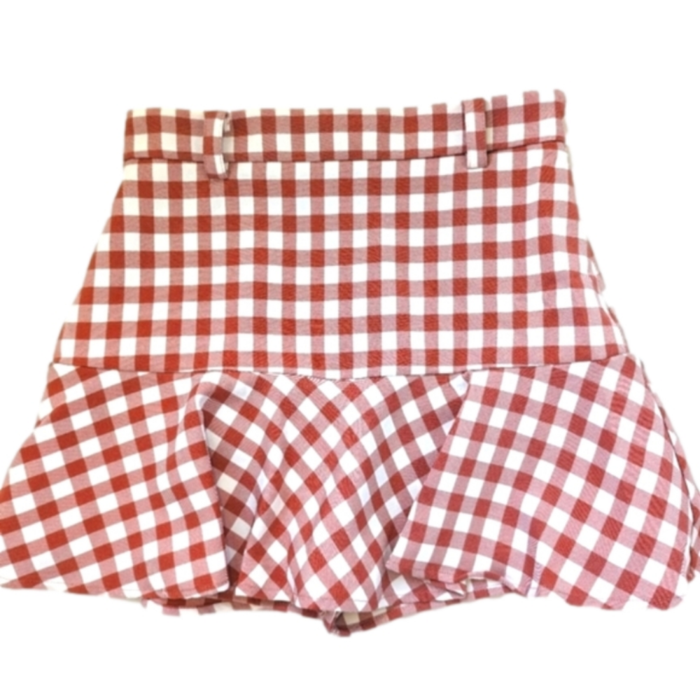 Skort size 8 10 medium plaid pink white Mains Trip skirts / Shirts